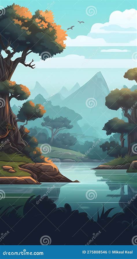 2º Entorno De Fondo Para Un Juego Móvil Un Paisaje De Fondo Vertical