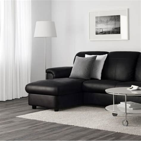 Ikea Timsfors Black Leather Sectional Sofa Aptdeco