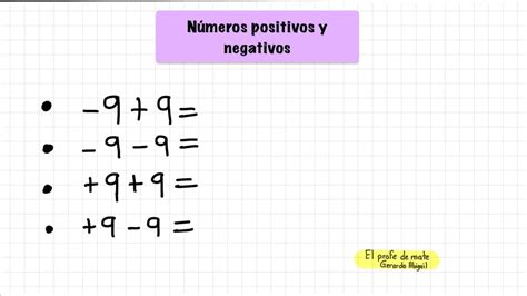 N Meros Positivos Y Negativos Operaciones Con Positivos Y Negativos