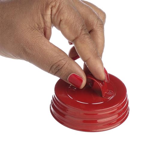 Red Enamelware Jar Lid With Handle Jar Lids Basic Craft Supplies