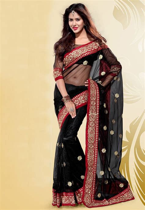 Black Net Saree With Blouse Sbh350 Black Net Saree Party Wear