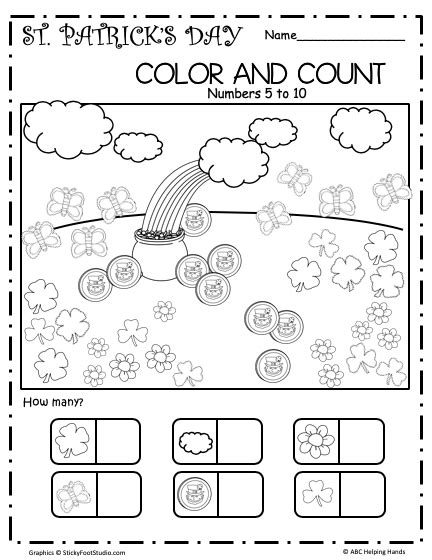 Free St Patrick S Day Printable Math Worksheet Color And Count