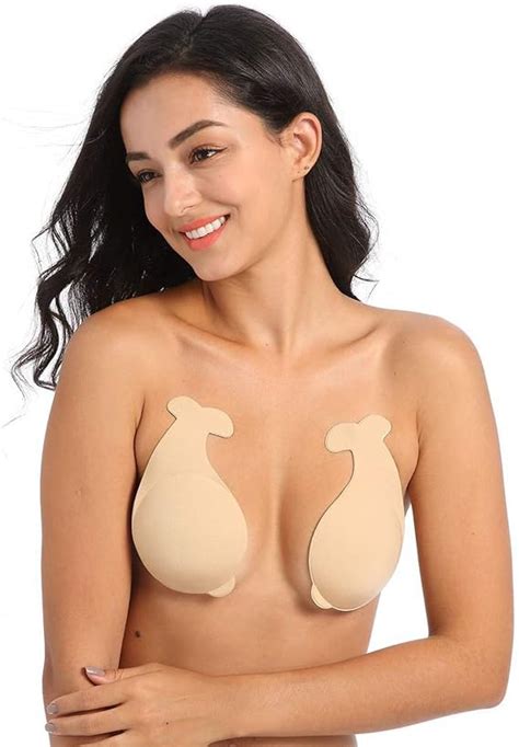 Meiting Damen Klebe Bh Push Up Nippel Cover Silikon Unsichtbar