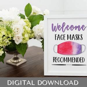 Face Mask Sign, PRINTABLE Wear a Mask Sign, Mask Recommended Sign - Etsy