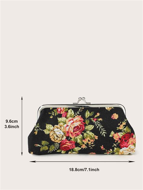 Floral Decor Kiss Lock Coin Purse Change Pouch Card Holder Coin Holder