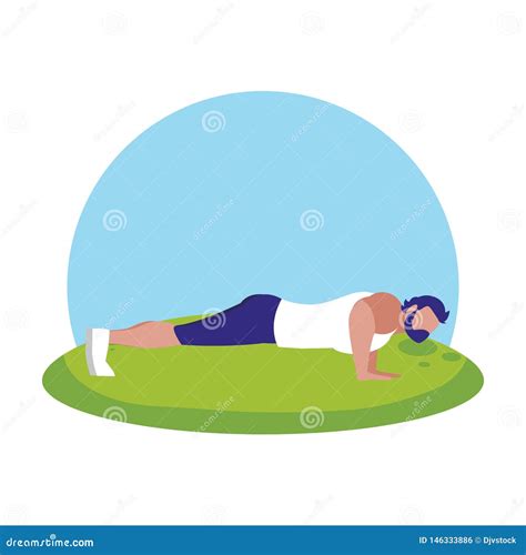 Strong Athletic Man Doing Push Ups In The Camp Stock Illustration Illustration Of Exercise