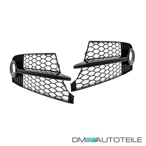 Set Honeycomb Fog Lights Cover Black Gloss Fits On Audi TT 8J Up 2006