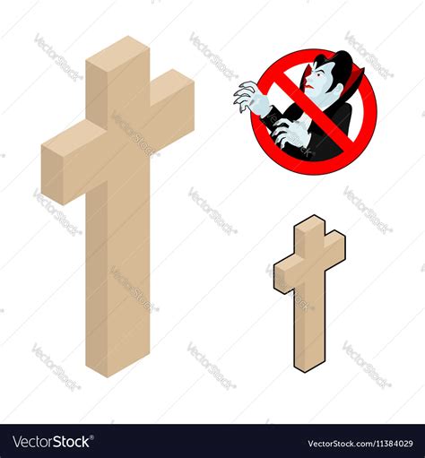 Wood Cross Crucifix Against Vampires Ban Dracula Vector Image