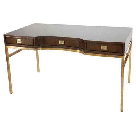 Wood And Brass Desk By Drexel At 1stdibs Brass And Wood Desk Wood And Brass Desk Drexel Wood