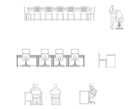 Office Table And Chair Cad Furniture Blocks D View Layout File In