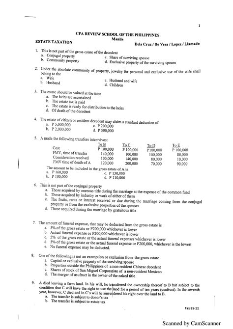 TAX 8511 Estate And Donor S Tax BS Accountancy Studocu