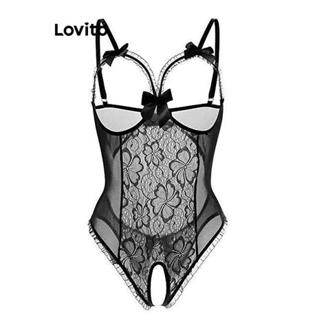 Lovito Lingerie Sexy Transparente De Renda Lisa Sexy Para Mulheres