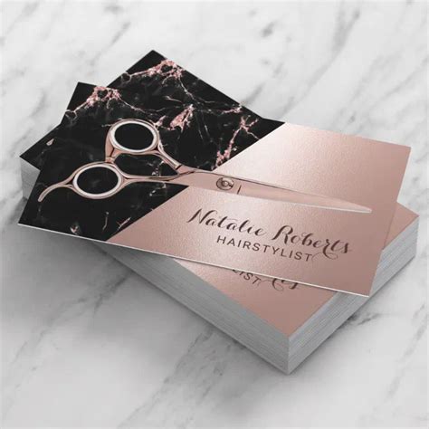 Hair Stylist Modern Rose Gold Marble Beauty Salon Business Card Zazzle