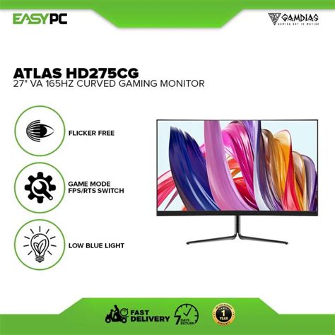 EasyPC | Gamdias Atlas HD27CG / HD27G 27" VA 165hz Curved / HD27GII 27 ...