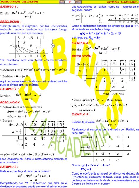 M Todo De Ruffini Ejercicios Resueltos Divisi N De Polinomios Pdf