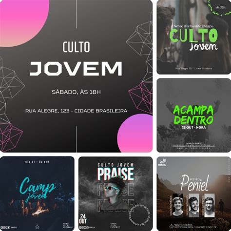 Artes Para Culto De Jovens Edit Veis No Canva Pack Posts