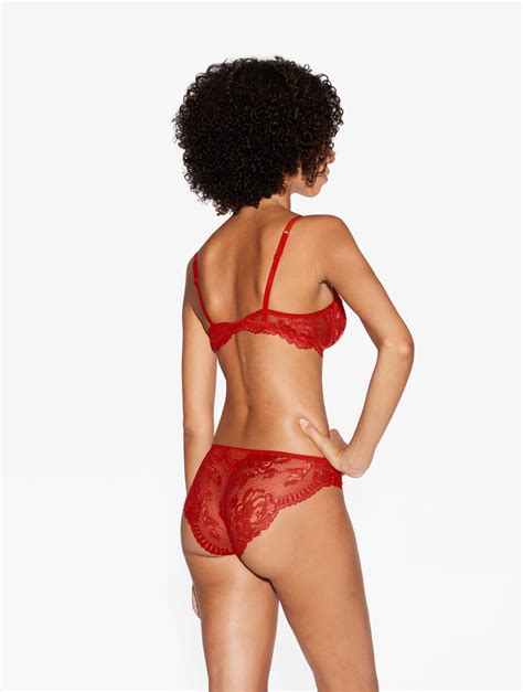 Red Lace Balconette Bra La Perla Euro