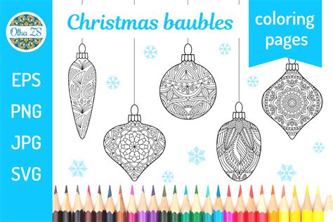 Christmas Baubles Coloring Pages Set Graphic by Olha ZS · Creative Fabrica