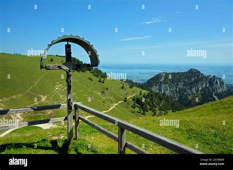 Cross At Steinling Chapel View On Chiemsee Steinlingalm Below