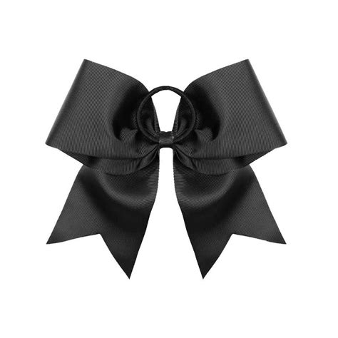 Black Cheer Hair Bow Set 2 Large 8 Inch Handmade Bows For Cheerleaders And Teen Girls