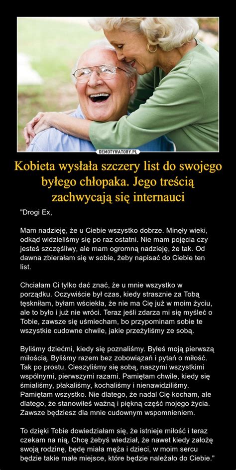 Kobieta Wys A A Szczery List Do Swojego By Ego Ch Opaka Jego Tre Ci