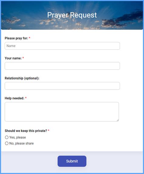 Prayer Request Forms Printable