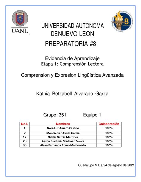 Equipo 1 EV1 Cy ELA TAREA UNIVERSIDAD AUTONOMA DE NUEVO LEON