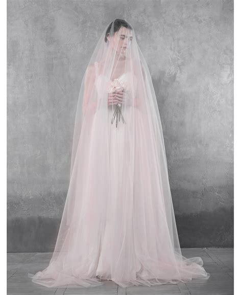 Soft Tulle Blush Pink Wedding Veil Dusty Rose Cathedral Veil Etsy