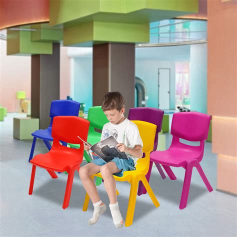 6 Pcs Stackable School Chairs Kids Plastic Stack Chairs Seating Height