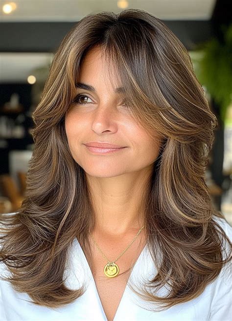 35 Layered Haircuts For Women Over 40 Soft Layers With A Hint Of Warmth