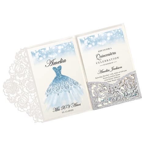 Buy DORISHOME 4 7x7 Inch Silver Wedding Quinceanera Invitations Kit