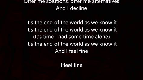 Rem Its The End Of The World As We Know It Lyrics Scrolling