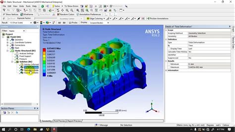 Static Structural Analysis On Cylinder Block In Ansys Workbench Youtube