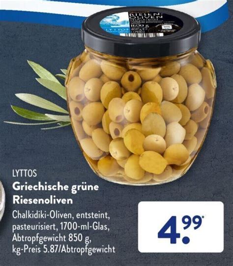 Lyttos Griechische grüne Riesenoliven 1700 ml Glas Angebot bei Aldi Süd