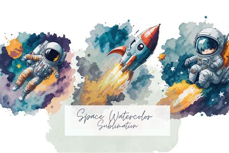 Space Watercolor Sublimation Clipart Set Graphic By Iampaulrose