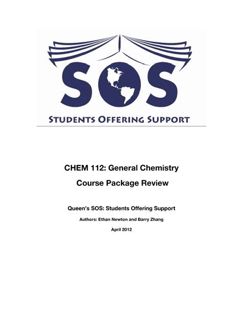 Chem 112 Exam Aid Course Pack Chem 112 General Package Sos Students