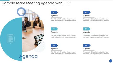 Sample Team Meeting Agenda With Toc Infographic Template Presentation