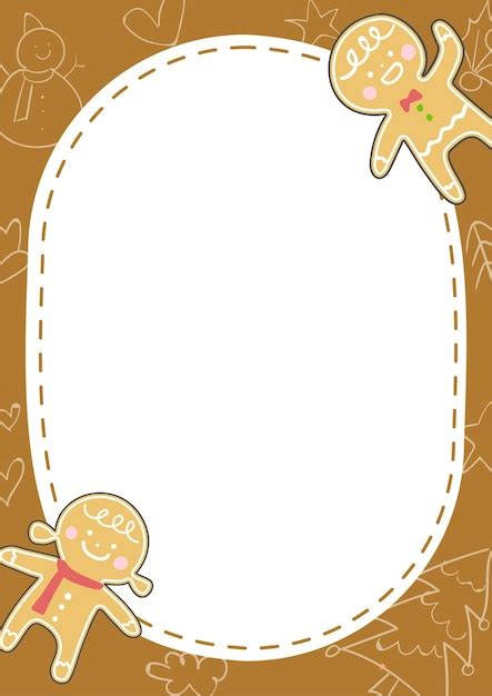 Ilustração de moldura de natal decorada biscoitos de gengibre