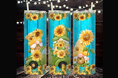 Sunflower Gnome Oz Skinny Tumbler Graphic By Kitten Creative Fabrica