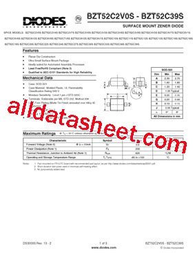 BZT52C16S 데이터시트 PDF Diodes Incorporated