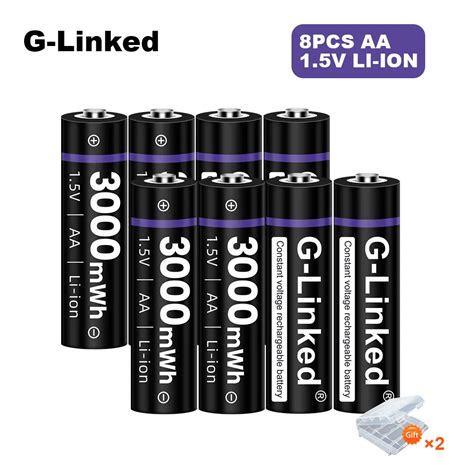 Pcs V Aa Rechargeable Battery Mwh Li Ion Aa V Rechargeable