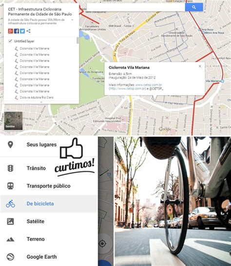 De bicicleta rotas para ciclistas tambÃm estÃo no Google Maps