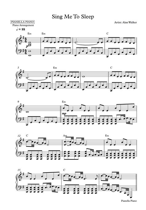 Alan Walker Sing Me To Sleep Piano Sheet By Pianella Piano Sheet