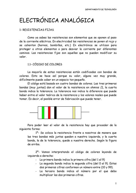 Electronica Analogica Electrnica Analgica Resistencias Fijas