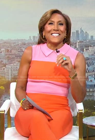 Wornontv Robins Pink And Orange Colorblock Jumpsuit On Good Morning America Robin Roberts