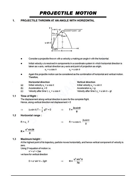 Solution Projectile Motion Iit Jee Physics Hand Written Notes Solved