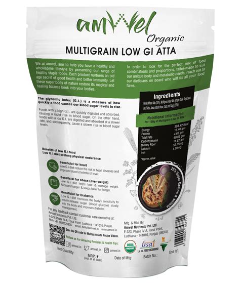 Amwel Organic Multigrain Low Gi Atta 5kg Manage Sugar Release 9 Amwel Your Health Food