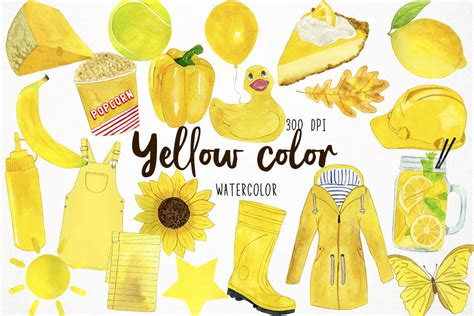 Watercolor Yellow Clipart Yellow Color Clipart Yellow Objects Clipar