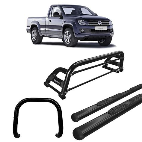 Kit Quebra Mato Estribo Oval Santo Antônio H2 Amarok CS Preto Just Parts