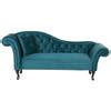 Beliani Lattes Chaise Longue Blauw Fluweel Blokker